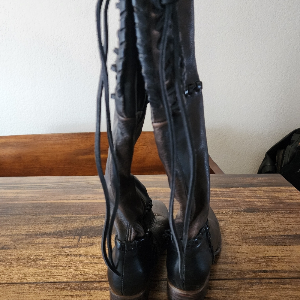 Freebird rascal Leather Side Zip Over Knee Boots Size 6 - Picture 5 of 12